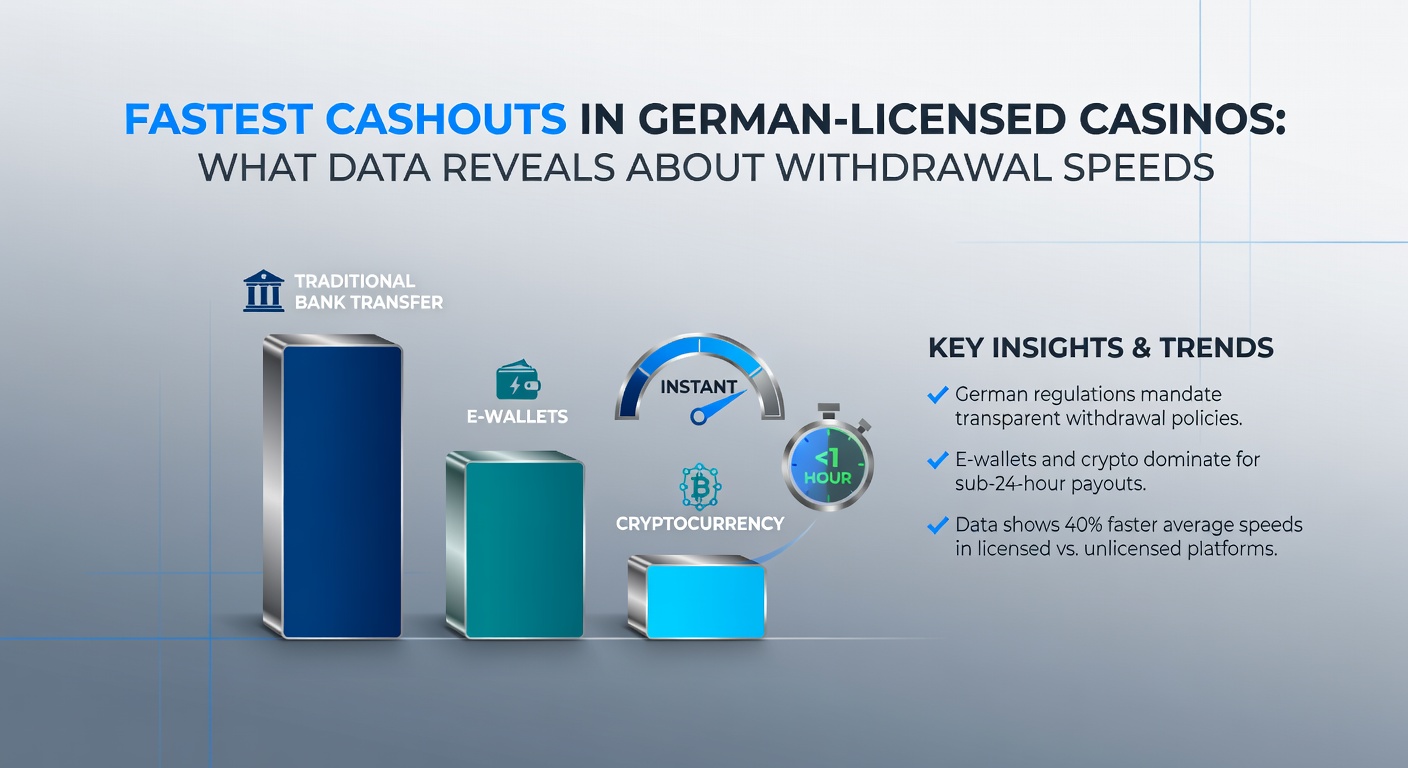 Tabelle mit vergleichenden Auszahlungszeiten verschiedener Zahlungsmethoden in deutschen Casinos, inklusive Balken für E-Wallets, Bank und Crypto