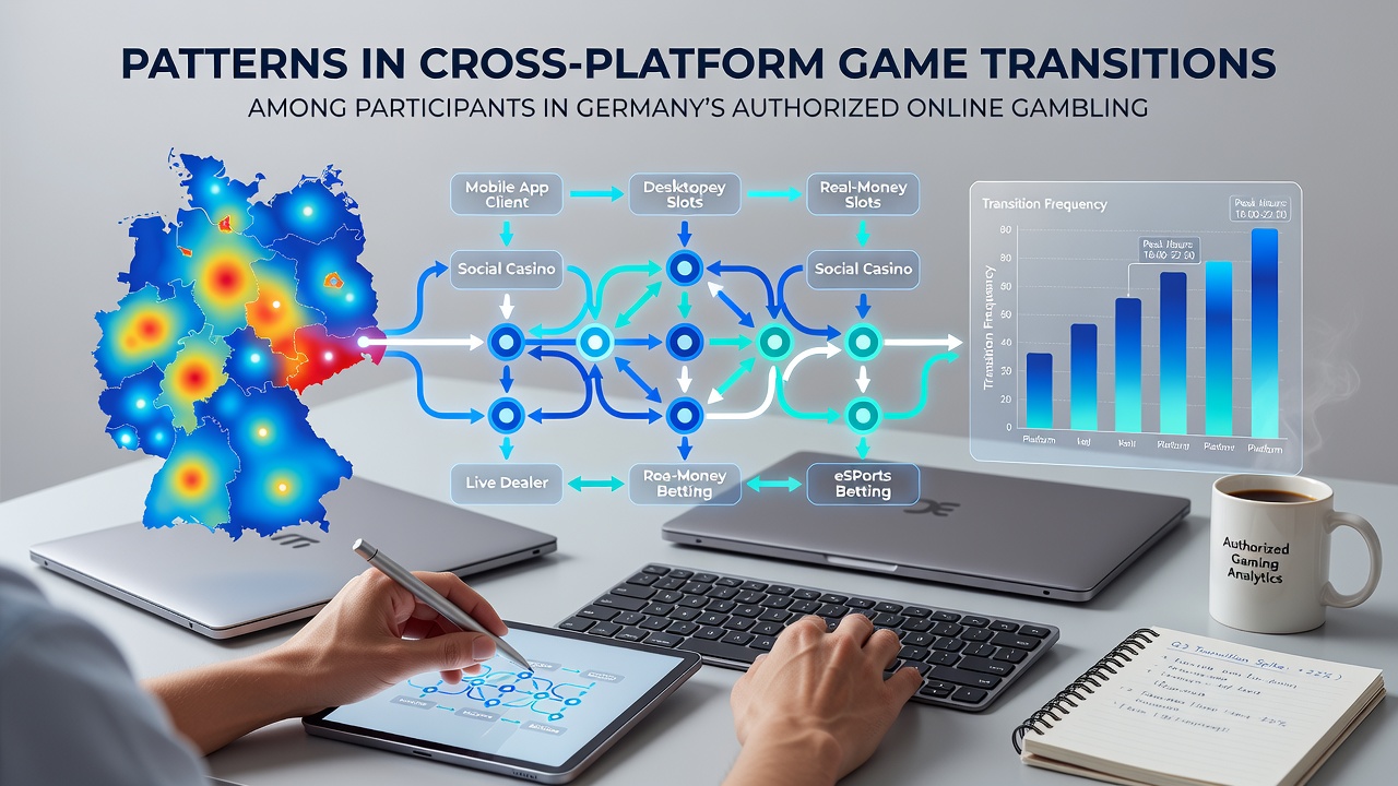 Diagramm zur Darstellung von Spielerbewegungen zwischen Slot-, Live- und Tischspielkategorien